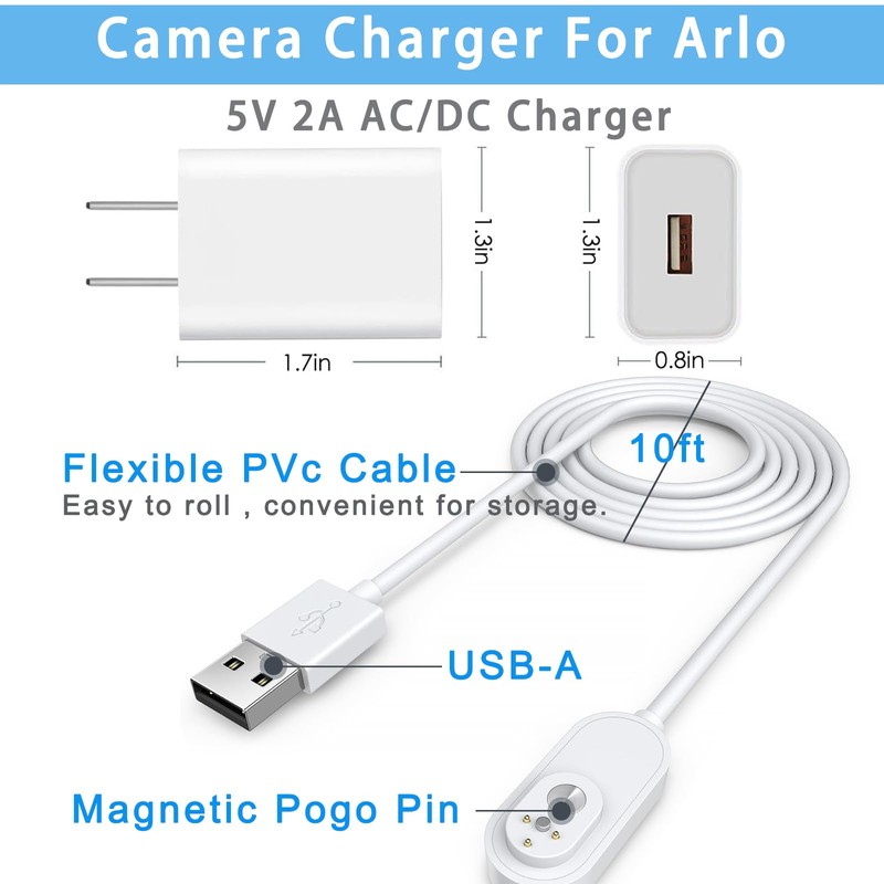 Arlo Camera Charger 2 Pack 10FT Compatible with Arlo Pro