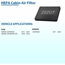 Cabin Air Filter CF11183 Fits 2011-2024 Dodge Durango and 2011-2021 Jeep Grand Cherokee, Honeycomb Structure and Activated Carbon, Durable and Sturdy (1 Pack)