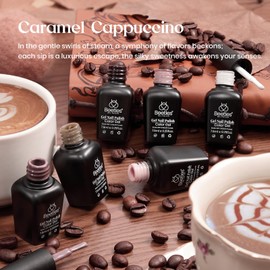 beetles Brown Gel Polish Set - 6 Colors Coffee Brown White Neutral Pink Nude Gel Nail Polish Caramel Cappuccino Soak off Uv Led Lamp Needed Nail Art DIY Spring Manicure Valentines Gift Set