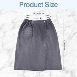 Maxmoc Saunakilt Men's Adjustable Sauna Towel, Large Quick-Drying Sauna Towel, Microfibre Men's Bath Towel with Press Studs and Pockets for Gym, Shower, Sauna (70 x 140 cm, Grey)