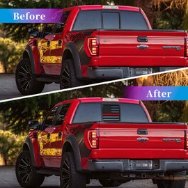 2 Pack Middle Window American Flag Decal for F150 F250 F350 2015-2020 2021 2022 2023 2024 2025 Back Center Sliding Window Glass USA Flag Vinyl Sticker (Thin Red Line)