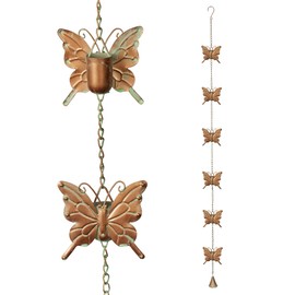 Alpine Corporation QES144HH Metal Hanging Butterfly Chain Rain Catcher, Stylish Décor for Garden, Patio, & Lawn, 55"H, Multicolor