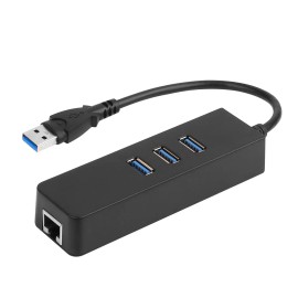 USB 3.0 Hub with 3 Ports Gigabit Ethernet Adapter 10/100/1000 Mbps Converter LAN RJ45 Wired USB Network Adaptercolor: Black Color