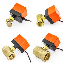VVQQFGXN Motorized Electric 2-Way Brass Ball Valve DN15 DN20 DN25 DN32 40 50 AC 220V 2 Way 3 Wire with Actuator Cable for Gas Water Oil 1Pcs (Color : 12VDC, Size : DN20)