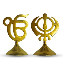 Castel Royale Sikh Religious Symbol IK ONKAR & Khanda Showpiece for Home Decor, Office, Car, Living Room, Entryway Dorm Apartment - (4.5 Inch)