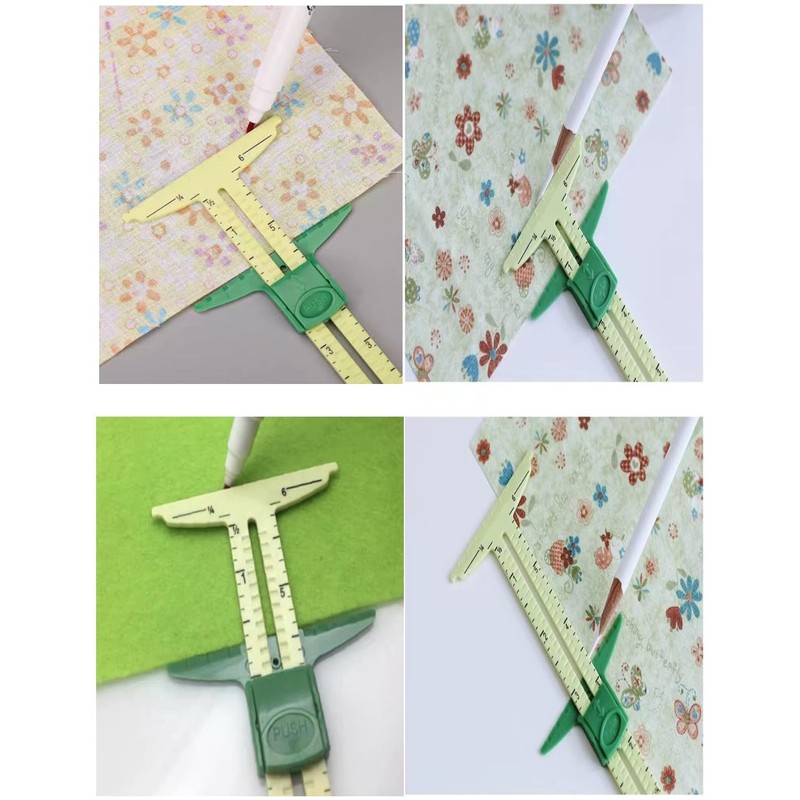 Luvilly5-in-1T-shaped Sliding Gauge Measuring Sewing,Sliding Sewing Gauge Quilting Tools Fabric
