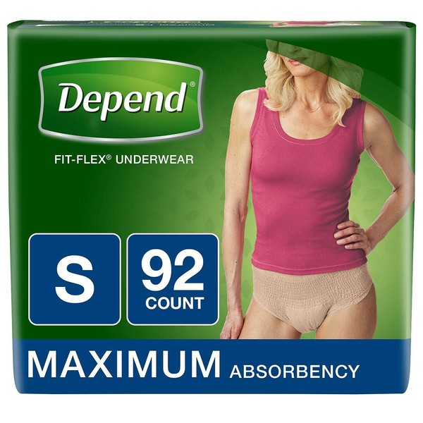 Depend Fit-Flex SMALL Maximum Absorbency Underwear for Women, 92 ct.