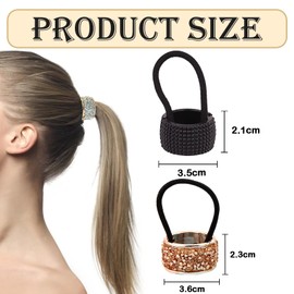 KASESSS Pack of 6 Ponytail Circle Hair Band, Holder Hair Scrunchie, Multicolour Ponytail Holder with Rope, Elastic, Rhinestone Cuff, Hair Bobbles, Gothic Punk Hair Accessories for Everyday, Party,