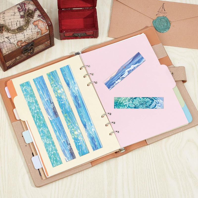 CRASPIRE 12 Styles Ocean Masking Tape Journal Tape 16.4FT Blue