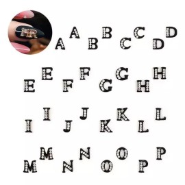 네일아트 영문 알파벳 이니셜 파츠 블랙 [03.알파벳(블랙)-04 D] Nail Art English Alphabet Initial Parts Black [03.Alphabet(Black)-04 D]