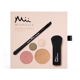 Mii Cosmetics | 100% Mineral Beautiful Basics Foundation, Eyeshadow, Blush & Brush Set | Highly Pigmented Colour, Suitable for All Skin Types, Great for Sensitive Skin | Warmth 07