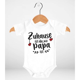 SpecialMe® Baby bodysuit for girls and boys "Zuhause ist da wo Papa/Mama ist Herz" (home is there where papa/mum is heart) short sleeve -