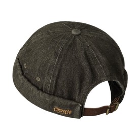 Croogo Beanie Docker Cap Brimless Hat for Men Denim Retro Skullcap Worker Rolled Cuff Harbour Hat No Visor Sailor Hats,Taupe-FMA2503