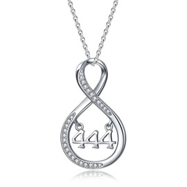 YEESIA Angel Number 444 Necklace, 925 Sterling Silver Infinity Angel Number Pendant Necklace, Numerology Jewelry for Women and Girls, Sterling Silver