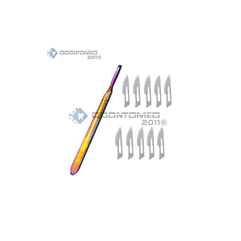 OdontoMed2011 Multi Titanium Rainbow Color Scalpel Handle #4 +10 Sterile