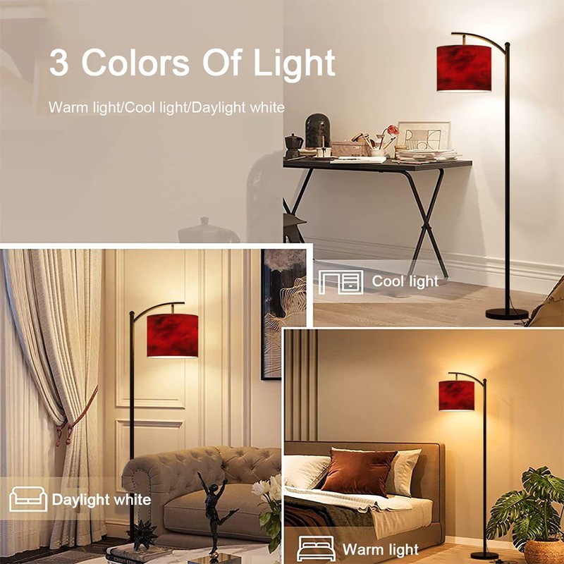 BVCAHSAW Arc Floor Lamp Black red Abstract Toned Fiery Effect