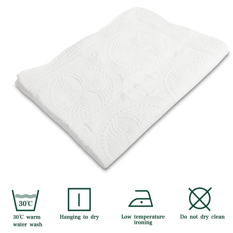 (White) - MONOBLANKS Cotton Baby Quilt Personlized Monogram Lightweight Embossed
