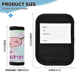 Kjovgcb 4PCs 4PCs Soft Luggage Handle Wrap Suitcase Marker Wraps Covers Tags Identifiers Handle Wraps for Accessories Print Magic Pink Sea Unicorn On Mermaid Fish Scales