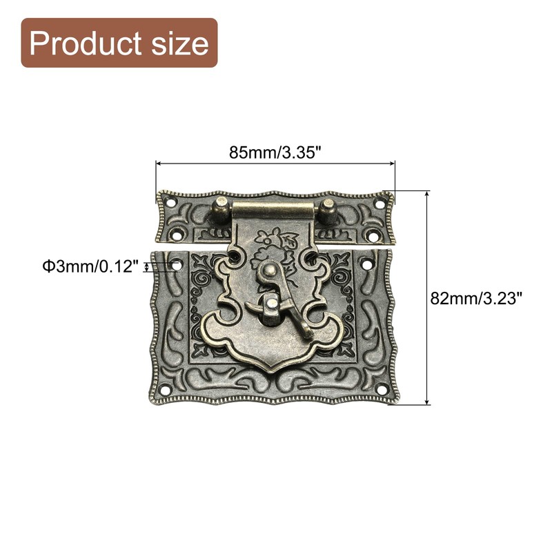sourcing map Hasp Clasp Latch Lock, 82 x 85mm Decorative