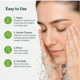 NOVEHA Demodex Gel Limpiador Extra Fuerte para Párpados - para Demodex, Mgd y Ojo Seco Con Pro-Vitamina B5, Aceite de Árbol de Té, y Ácido Hialurónico - Limpieza Suave, Alivia La Picazón Del Párpado