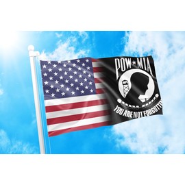 DMSE POW MIA USA Blend Military Never Forget 100% Polyester 3X5 Ft Foot Flag UV Resistant Perfect for Tailgates Dorms Dorm Room College Parties Large Events (POW USA Blend)