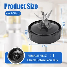 7 Fins Blade Replacement Part for Nutri Ninja Auto iQ, 4inch Female Blade Extractor Blade Compatible with BN801C BN751C BN801 BN750C BL480D BL641C BL642 CT680SS, with Rubber Gasket