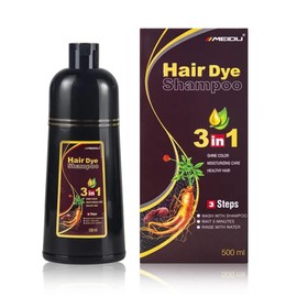TATISS Hair Dye Shampoo 3 in 1 for Gray, Black Hair, Herbal Ingredients for Women Men, Grey Coverage 500ml (Dark Brown)