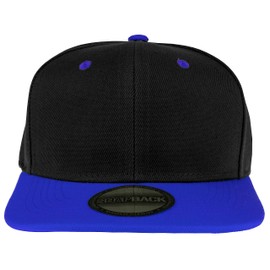 Gelante Snapback Hats for Men - Flat Bill Brim Baseball Cap Hat - Plain Blank Adjustable 1500-1PC Black/Royal