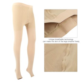 Calcetines de compresión, pantimedias de compresión de gradiente de presión uniforme de poliuretano de color piel con pantimedias de punta abierta para el hogar para exteriores para mujer(#2, L)