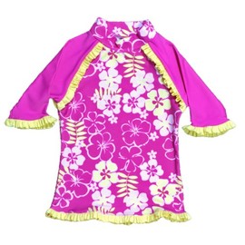 Baby Banz Girls 2-6X Long Sleeve UV Rash Top with Tagless Neck, Sunblossom Pattern, 10 Years