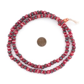 The Bead Chest Mala Meditation Beads - 108 Inlaid Prayer Beads for Yoga, Necklace, Jewelry (8mm, Red Bone)
