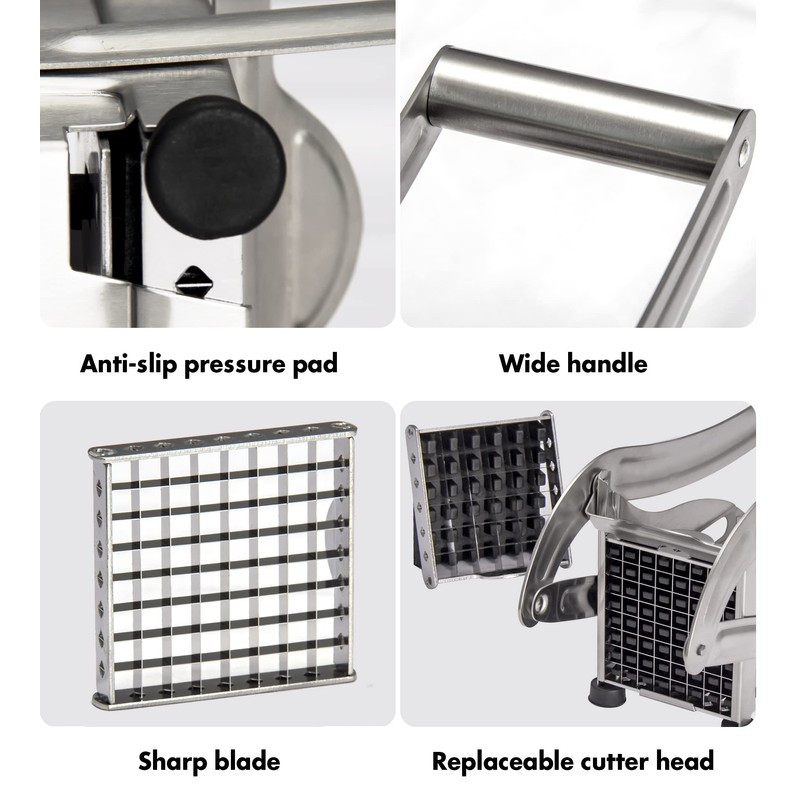 French Fry Cutter, Stainless Steel Potato Cutter, Potato Slicer, Includes
