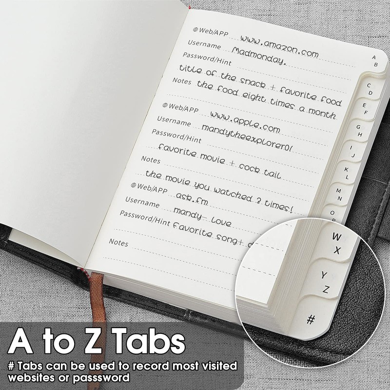 WEMATE Password Book with Lock, Password Book with Alphabetical Tabs