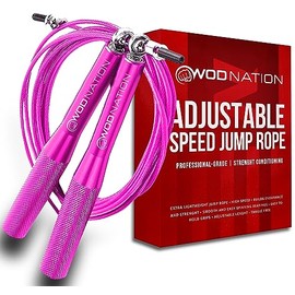 WOD Nation Aluminum Handle High Speed Adjustable Jump Rope for Women and Men - Perfect Skipping Rope for Boxing, Fitness, Workout