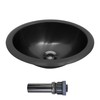 LQS Black Oval RV Kitchen Sink, 13.39" x 10.55" Small