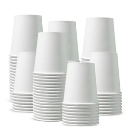 CHEF ROYALE Pack of 50x 7oz Paper Cups for Hot & Cold Drink Disposable Coffee Cups Eco Friendly Cups Perfect to Use for Your Home, Office, Cafe, Work Outdoors White Cups (50, 7oz)