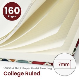 Lined Journal Notebook for Women & Men, Hardcover Leather Journal for writing, A5 College Ruled Notebook for Work & Note Taking, Perfect for Office School Home Supplies, 160 Pages, Retro Argyle