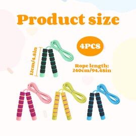 Kids Skipping Rope,4PCS Adjustable Skipping Rope for Kids, Children, Students and Adults, Fitness Jump Rope for Outdoor, Party Favor, Exercise Activity