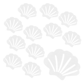 Coufce 12 Pcs Non Slip Bathtub Stickers White Adhesive Decals Sea Shell Shape Shower Stickers for Floor, Ladders, Bath Tub, Stairs, Bathroom