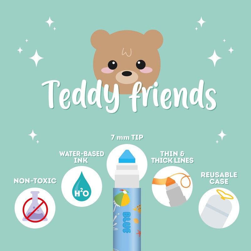 Legami - Set di 12 Pennarelli - Teddy Friends, 12