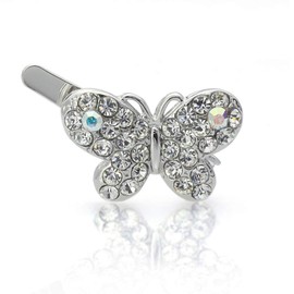 Hair Barrette for Women Faux Rhinestone Butterfly Magnetic Barrette, Set of Two, Clear