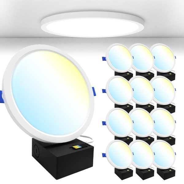 Sunco 12 Pack 6 Inch LED Canless Recessed Lighting, Slim