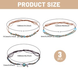 CHGCRAFT 3Pcs 3 Styles Western Cowboy Hat Bands GlassBeads Hats Belt Replacement for Men Women Cowboy Caps, Bend Brim Fedora Cap Multicolor