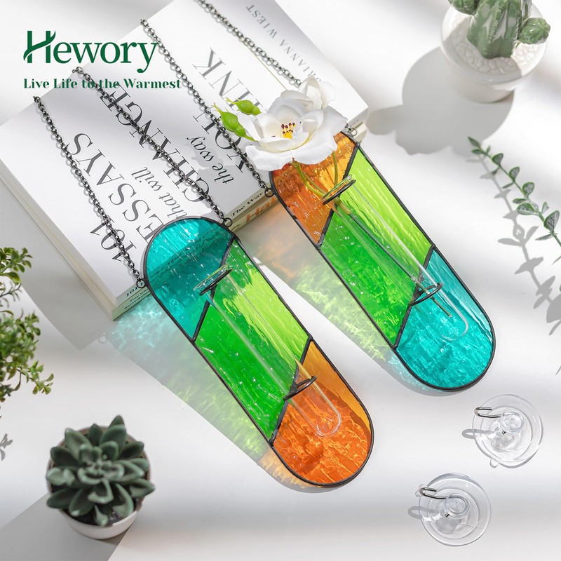 Stained Glass Plant Propagation Hanging: Hewory 2 Pcs Propagation Station