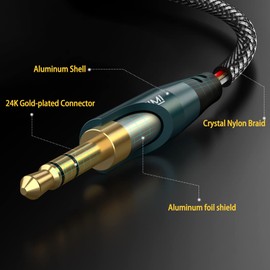 SOLMIMI 2-Pack 3.5mm Male to Male Stereo Audio Cable Strong Nylon Braided TRS Stereo Hi-Fi Sound AUX Cord for Car, Headphones, Speakers, Smartphones, Home Stereos (4 Feet/1.2m)