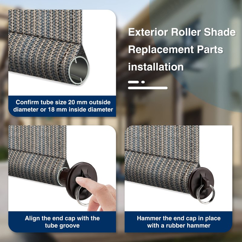 Vasteo Replacement Parts End Cap with Ring,Weather Resistance,for Coolaroo Exterior