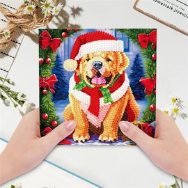 ZUHK Diamond Painting Christmas Greeting Card Kits,5D Numbers Santa Claus New Year Greeting Card with Envelopes Holiday Greeting Cards Kits fit for Friends,Family,Children (R)