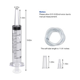 20 Pack 20ml Plastic Syringe Large Syringes Catheter Tip Sterile Individual Wrap with Tip Cap Adapter Soft Tube,Measurement for Scientific Labs,Measuring Liquids,Pet Feeding,Oil or Glue