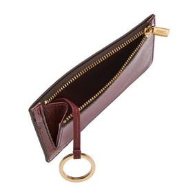 Fossil Ladies Logan Leather Card Holder Wallet, red, Casual