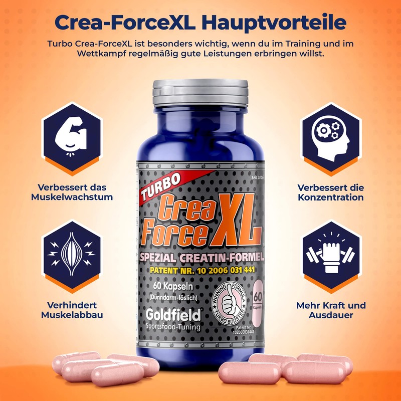 Goldfield Crea Force XL | Creatine Capsules High Dose |